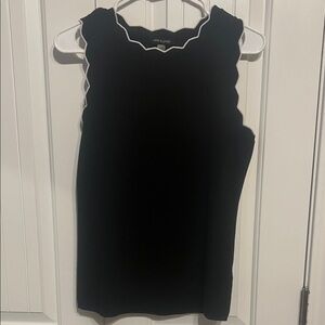 Cable & Gauge Black Scalloped Tank Top